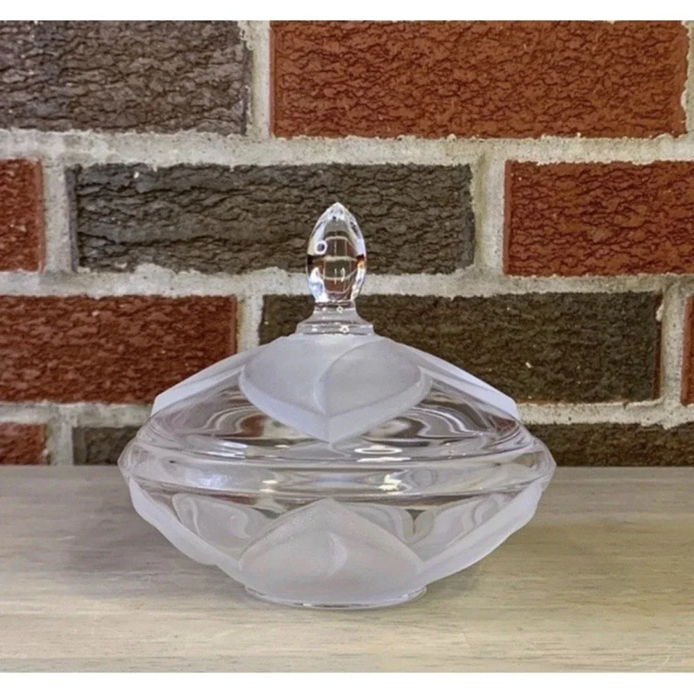 Vintage Cristal D'Arques *Clear & Frosted* Leaded Crystal Candy Dish With Lid